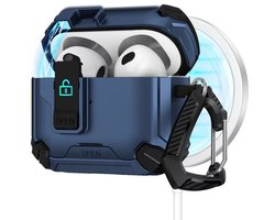 Magnetische Blauwe AirPods Pro 3 Case Compatibel met Apple AirPods Pro 4 met Multifunctionele Standaard