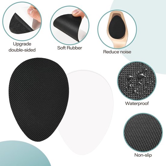 4 paar antislip schoeninlegzolen, zelfklevende zoolbescherming, silicone zolen voor mannen en vrouwen (beige, zwart) - Comfort, Grip en Ondersteuning — afbeelding 5