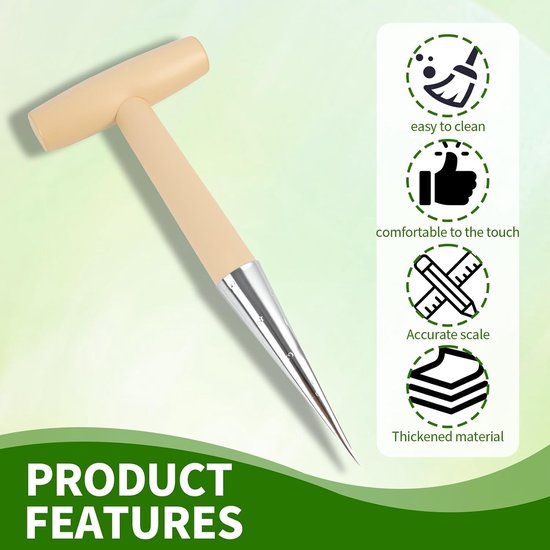 Ergonomische T-Grip Plantenhark van RVS en Hout – Perfect voor Nauwkeurige Planten, Bloemen en Tuinonderhoud – Duurzaam en Handzaam Tuingereedschap van 28 cm — afbeelding 3
