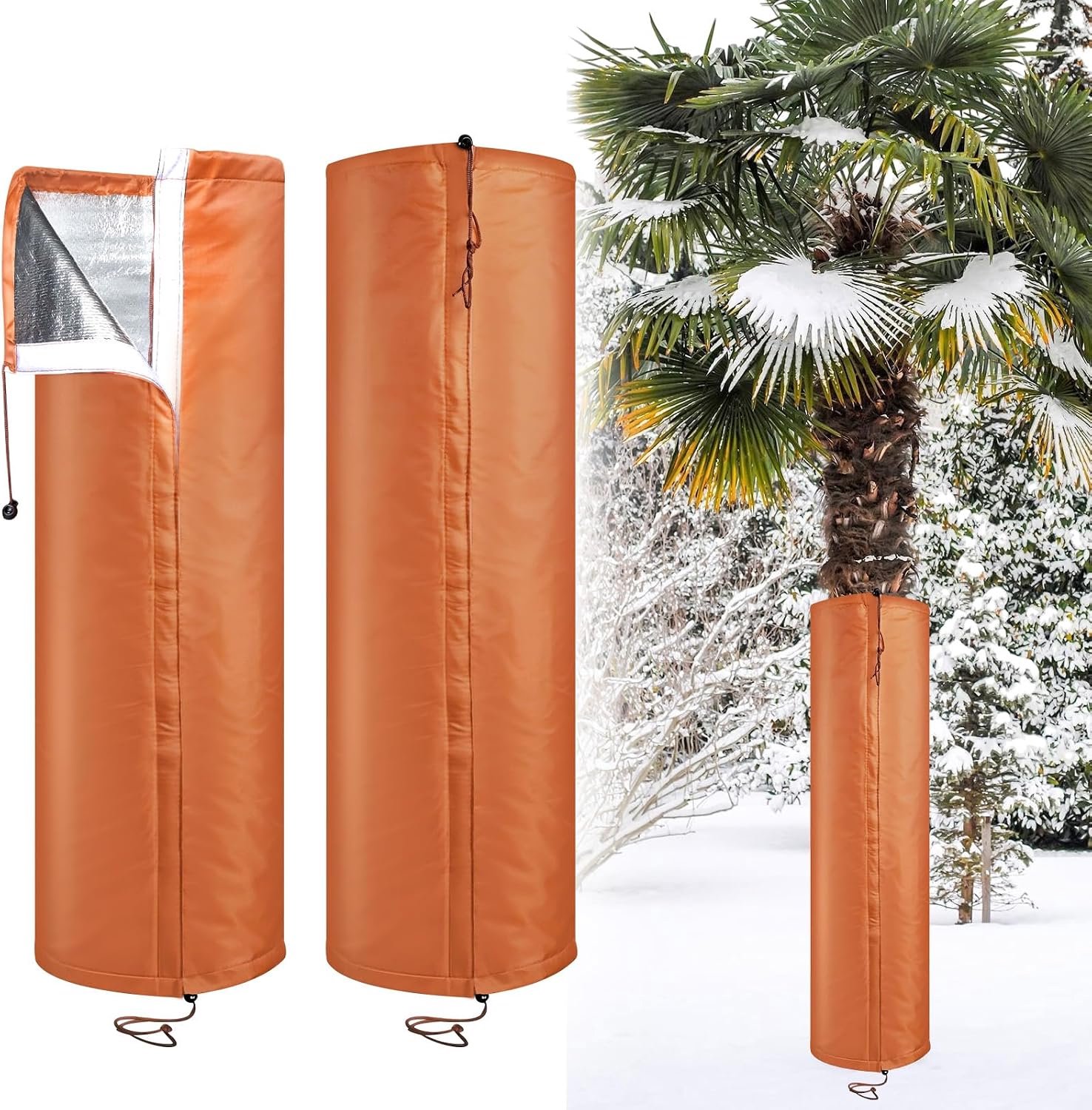 YAGXIG Boombescherming - Winter boomstam - Bescherming palmboom - Winterhoes - Plantenhoes - Vorstbescherming planten - 3-laags thermische plantenhoes met trekkoord - 2 stuks - 20 x 100 cm