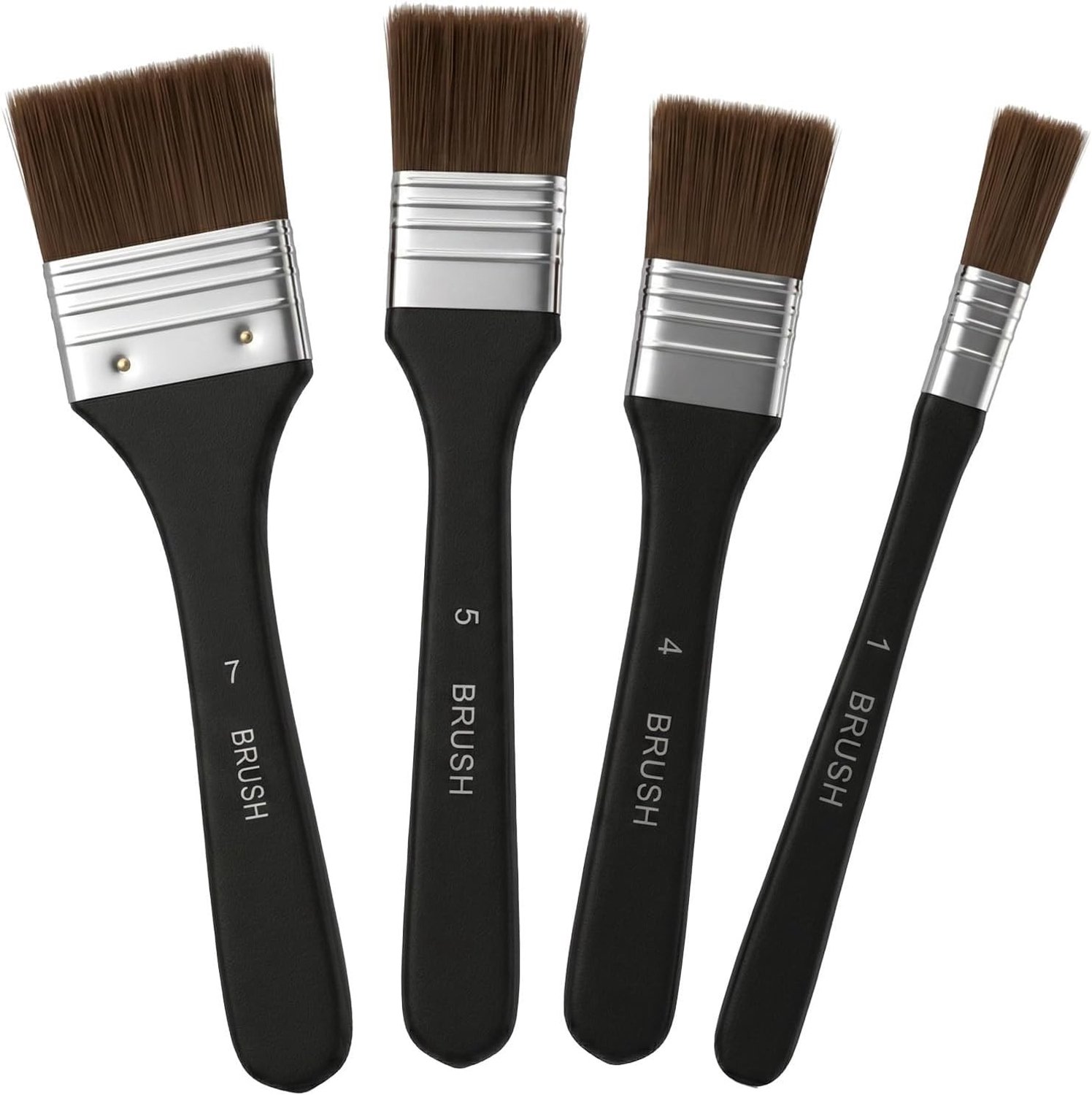 Set van 4 brede platte verfkwasten in verschillende maten voor acrylverf, olieverf en aquarel schilderen, ideaal voor gesso en vernis toepassingen