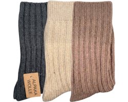 3 Paar - 95% Alpaca Wollen Sokken - Maat 35-38 - Wintersokken - Huissokken - Cadeau Artikel
