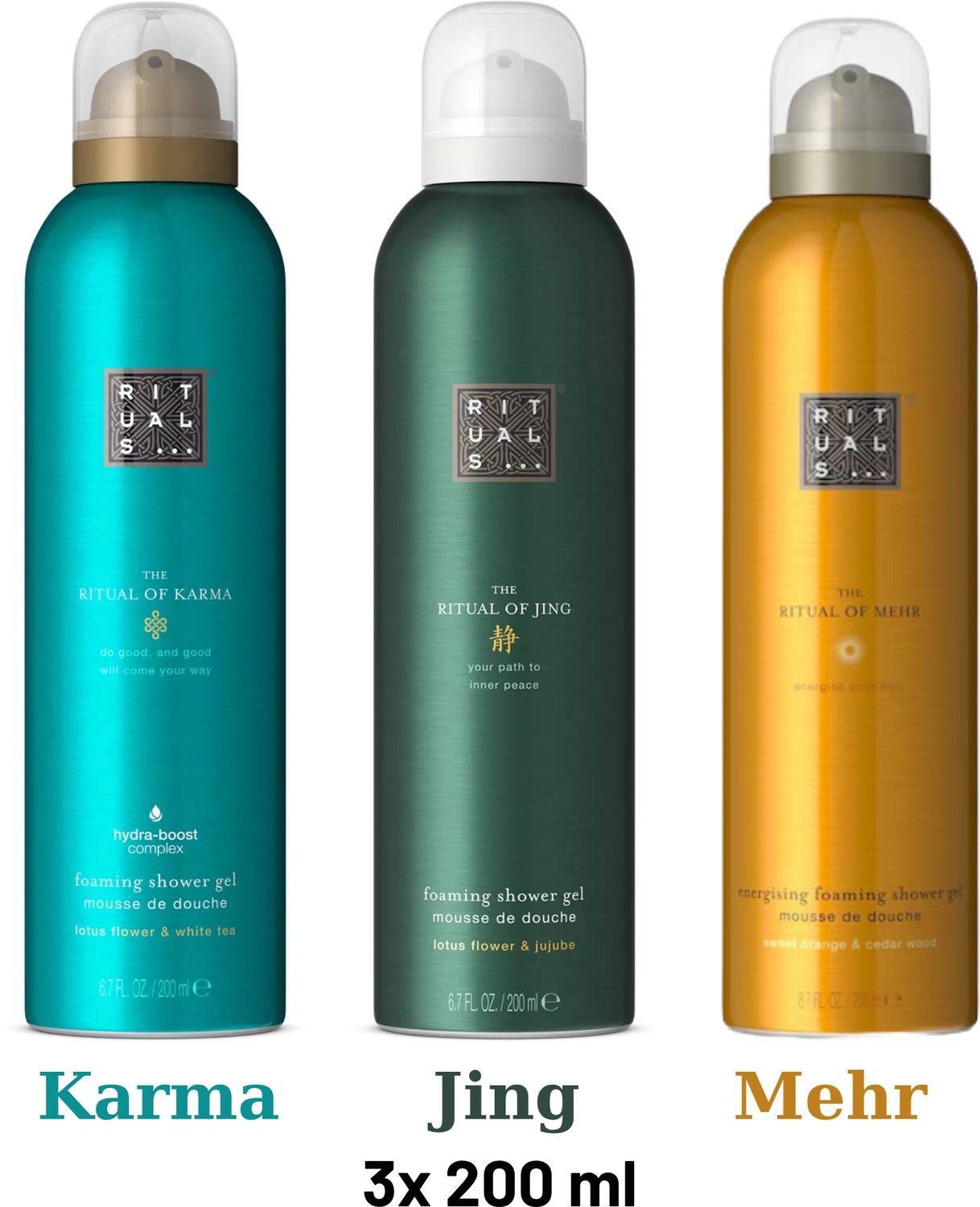 Rituals - Shower Gel Value Pack - Mehr 200 ml + Jing 200 ml + Karma 200 ml - Douchegel - Shower Foam
