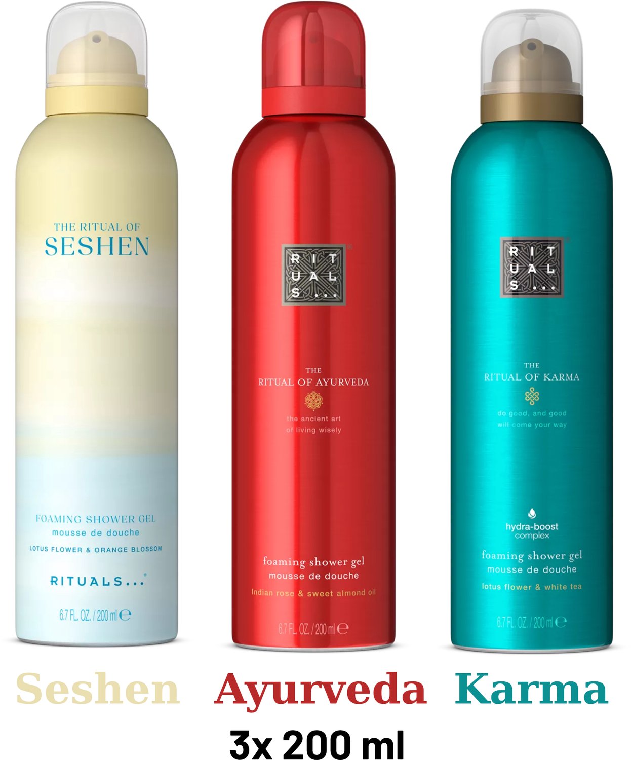 Rituals - Shower Gel Value Pack - Seshen 200 ml + Ayurveda 200 ml + Karma 200 ml - Douchegel - Shower Foam