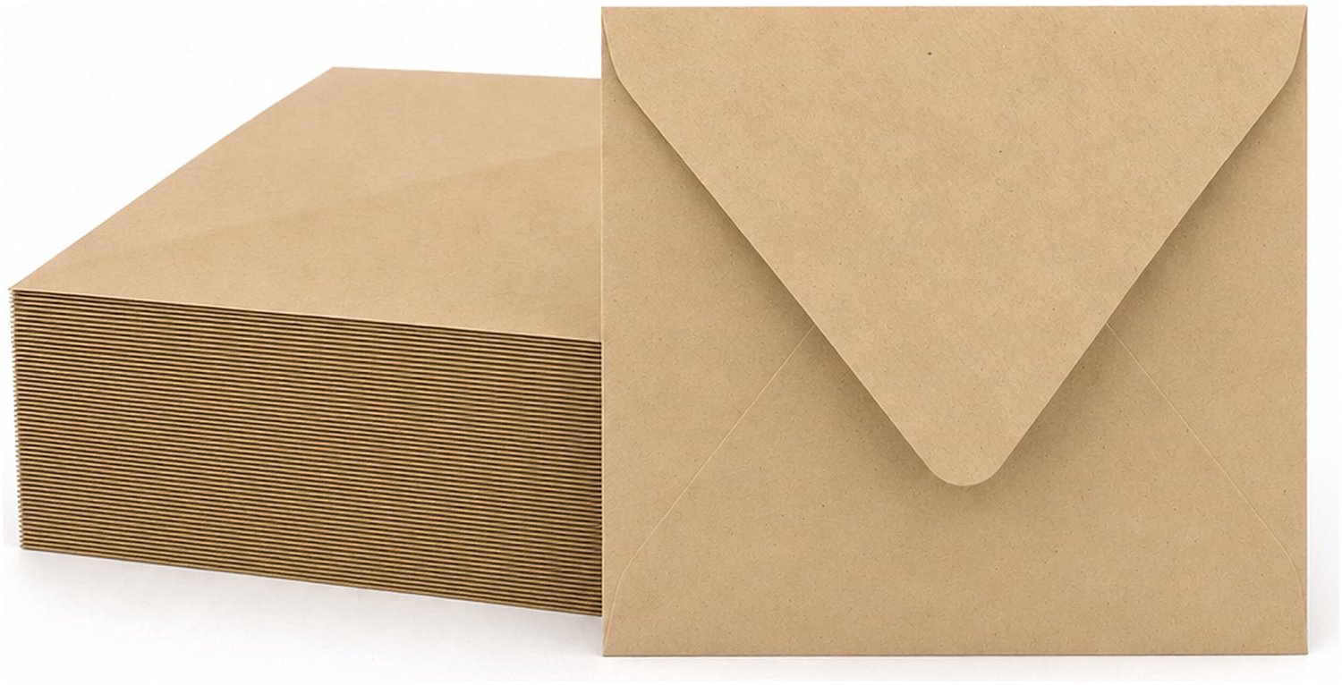 Enveloppen Kraftbruin 12.5x14 cm - 100 stuks - 120 gram - Kraft Enveloppen - Wenskaart Envelop