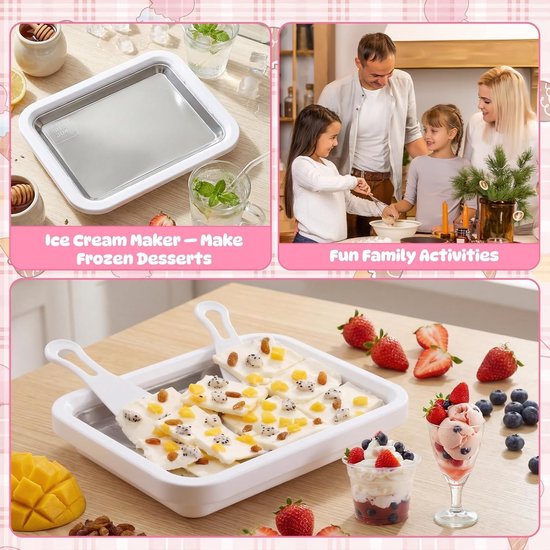 Rolled Ice Cream Maker - 17.5×22.5cm - Zelf IJs Maken - Incl. 2 Spatels - Zonder Stroom - Koelt tot -18°C - IJsmaker - IJsmachine - IJsrolplaat - Mini Rolling Ijs Grill - Ijsmachine - Maak Gemakkelijk Ijs - Ijsrolplaat - Ijsmaker Ijsmachine — afbeelding 3