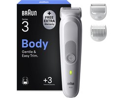 Braun Body Groomer Series 3 BG3530 +3 Verzorgingstools - Verzorgen & Trimmen - Waterdicht - Grijs