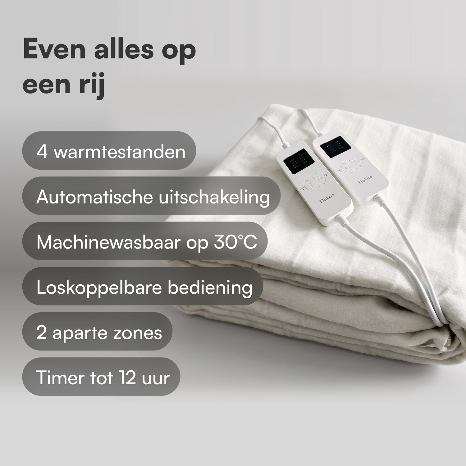 Elektrische Onderdeken 150 x 190 cm – 2 Persoons Warmtedeken – 2 Apart Instelbare Bedieningen – Zacht Fleece – Elektrische Deken voor Bed – foto 8