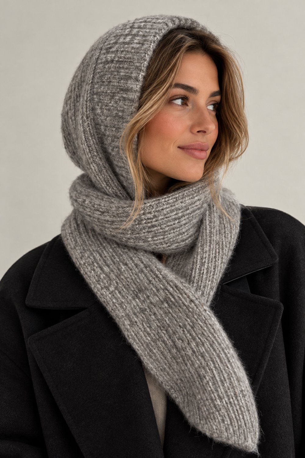 Capuchon sjaal - grijze muts sjaal - sjaal - muts - nekwarmer - dames sjaal - balaclava - Sjaaltje met print - bandana met print - haarband - sjaaltje meerkleurig - bandana - bandana sjaaltje - sjaaltje voor dames hals - scarf - mini sjaal