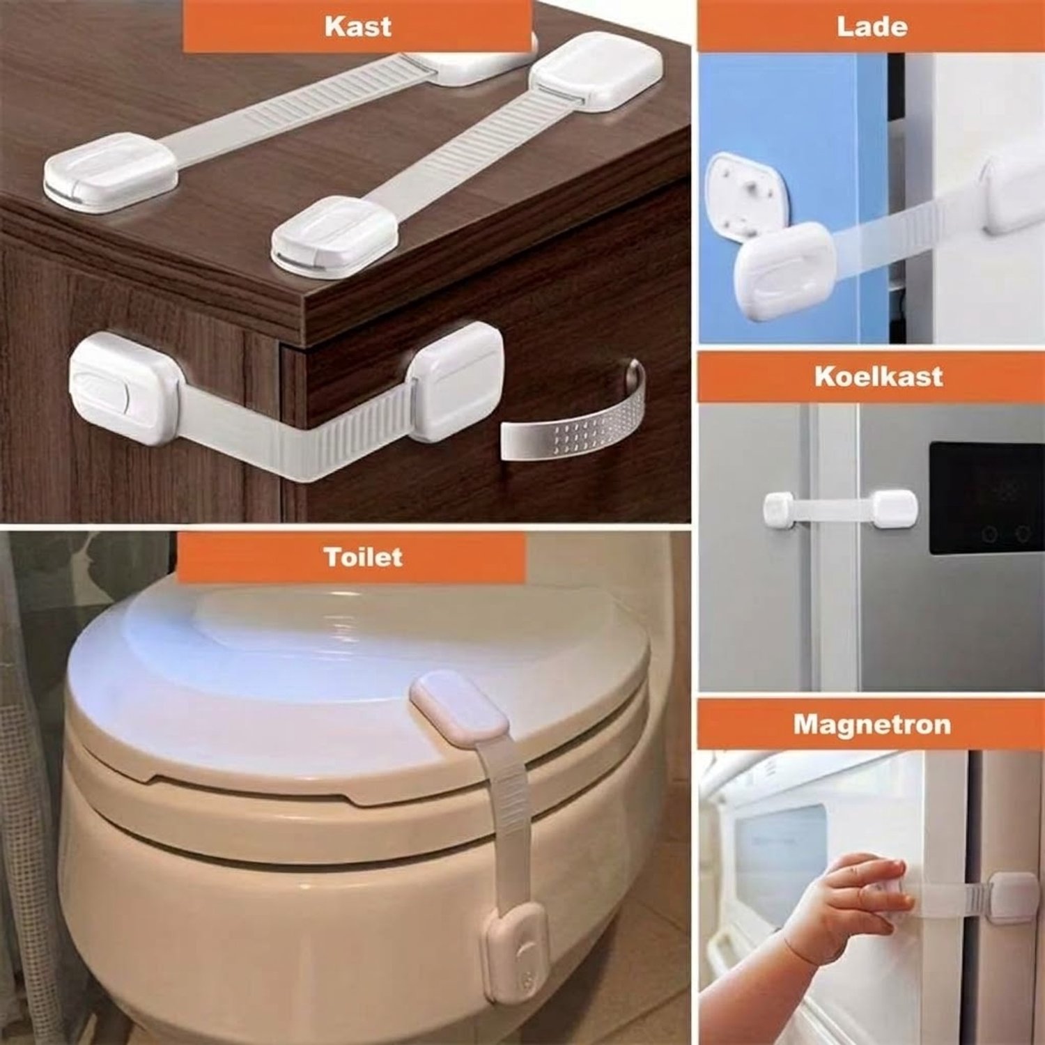 Kinderslot Zelfklevend ( 8 Stuks) - Verstelbaar Kastslot & Baby Beveiliging - Boorvrij Veiligheidsslot voor Kast, Lade, Koelkast & Toilet - Wit – foto 7