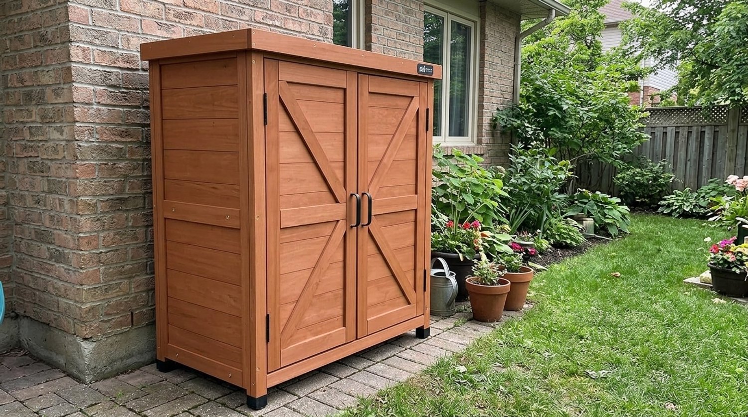 Tuinkast Hout met Legplank & Verzinkt Dak - Gereedschapskast Buiten 80x45x93 cm - Koffiebruin - Laura Homestore