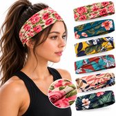 BOTC Haarband - 6 stuks dames haarbanden - 23*10CM - Boho hoofdbanden - Retro Brede Haarbanden - voor Yoga & Workout - Elastische - 6 Retro Patroon