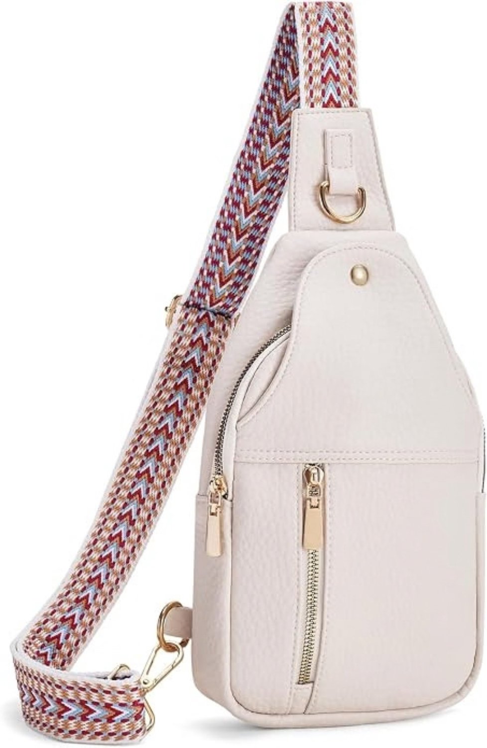 Schoudertas dames - Crossbody voor reizen - Borsttas met verborgen vakken - Hoofdtelefoonopening voor onderweg - Kunstleren krasbestendige buitenzijde - D-ring voor accessoires - Links of rechts draagbaar - Beige/creme - Verstelbare schouderband