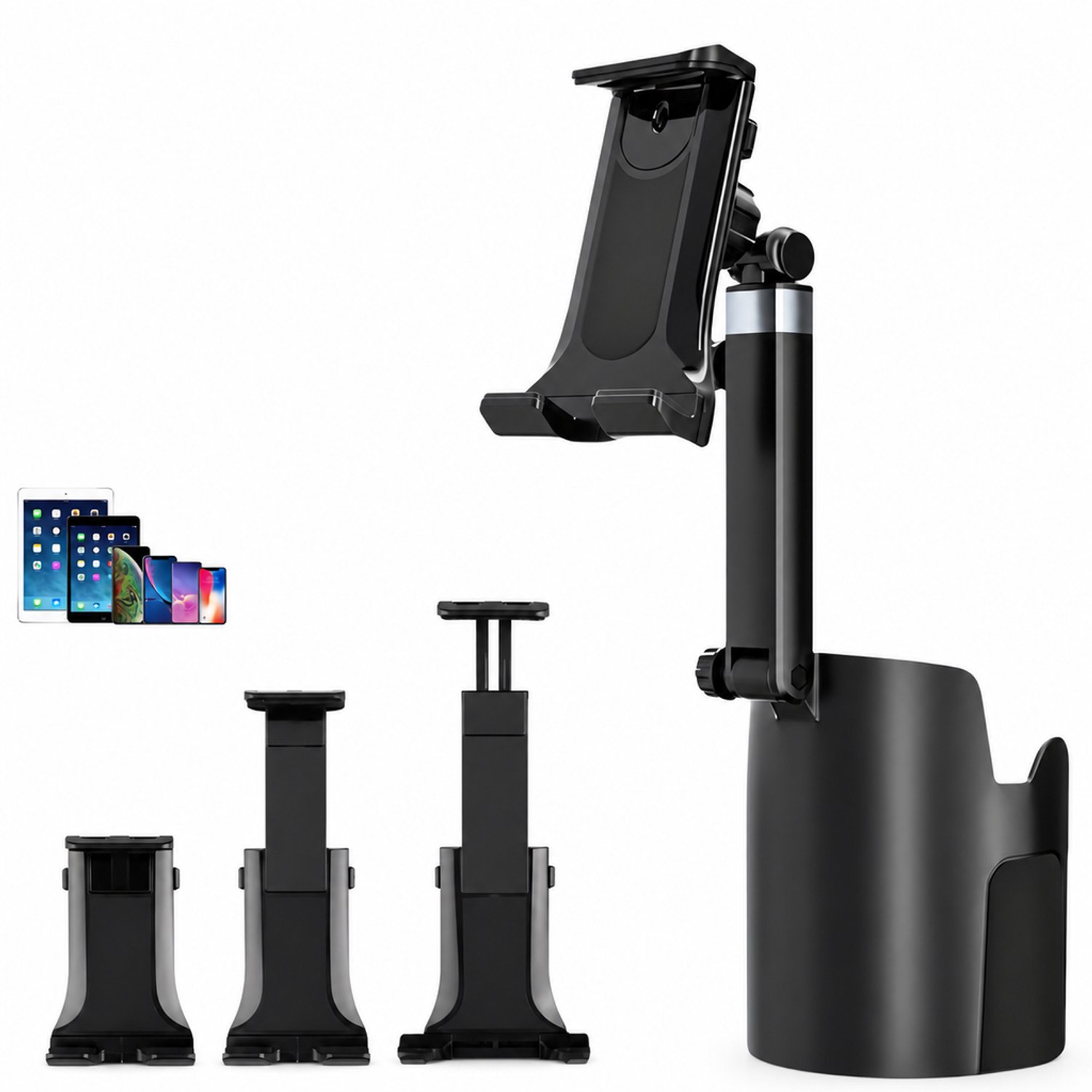Telefoonhouders auto voor de bekerhouder met uitschuifbare steun voor telefoon en tablet van 4,5 tot 12,9 inch