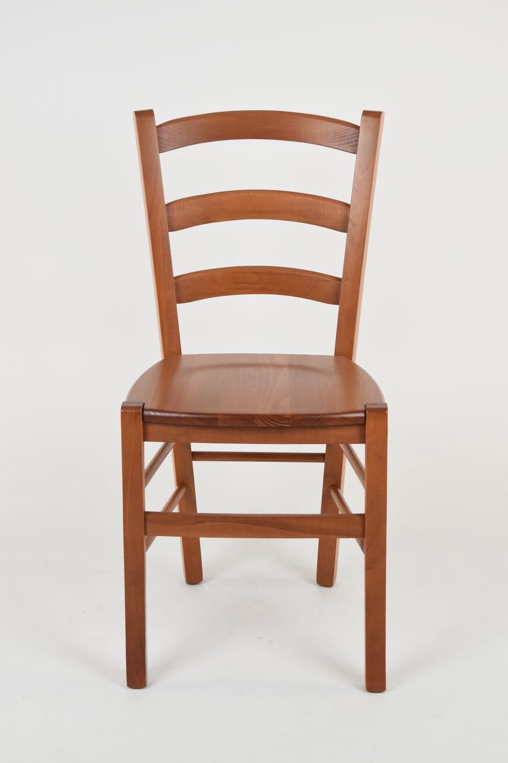 Venice Houten Eetkamerstoelen Set van 4 – Klassieke Keukenstoelen van Beukenhout in Kersenhoutkleur – Stoelen met Laddervormige Rugleuning – 44 × 43 × 88 cm – Geschikt voor Woonkamer, Eetkamer en Horeca