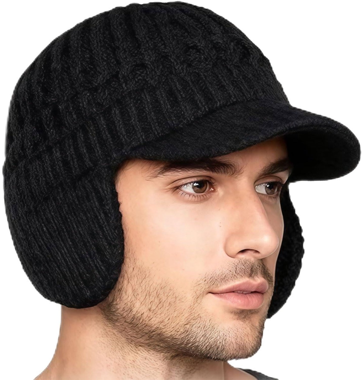 Wintermuts Heren - Gebreide Muts met Oorflappen - Zachte Fleecevoering - Warm en Duurzaam - Voor Buitenactiviteiten en Winter - Cadeau voor Heren