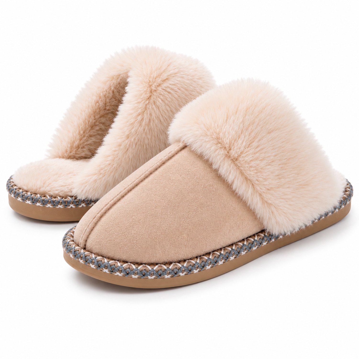 Pantoffels Dames – Warme Sloffen – Gevoerde Huisschoenen – beige 40/41