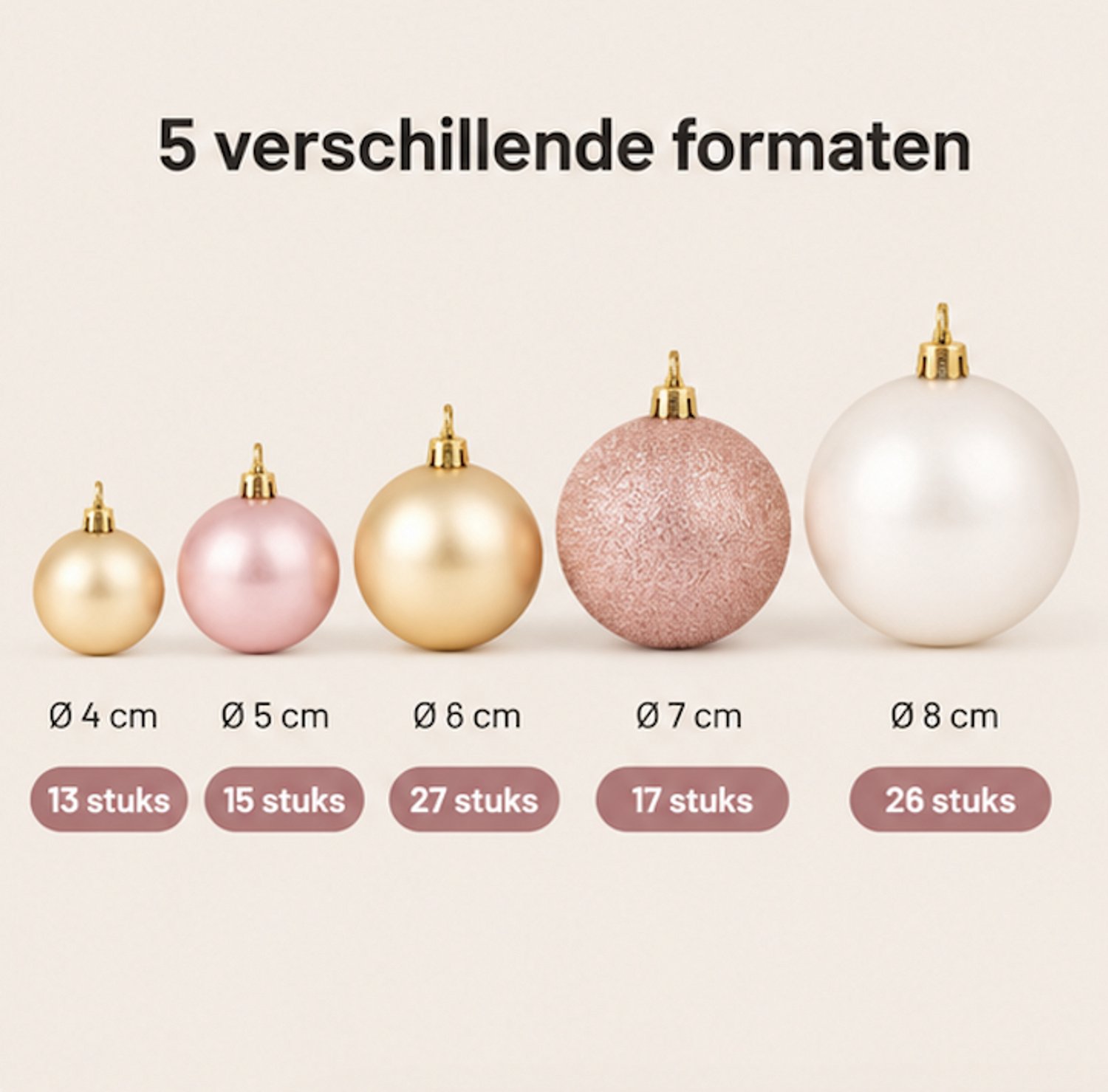 100 Stuks Kerstballen - Kerstballen - Kunststof - Goud/Roze/Wit – foto 2