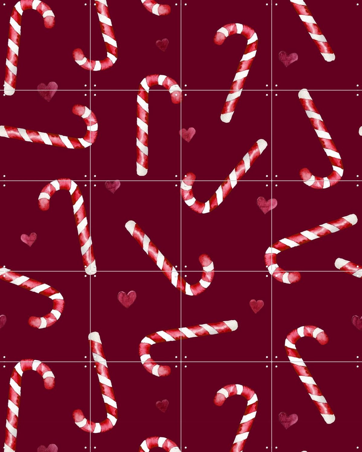IXXI Candy Cane Love, Palmartprints - 80 x 100 cm - Grote wanddecoratie en posters - Speels, Woonkamer, Slaapkamer, Kerst Rood