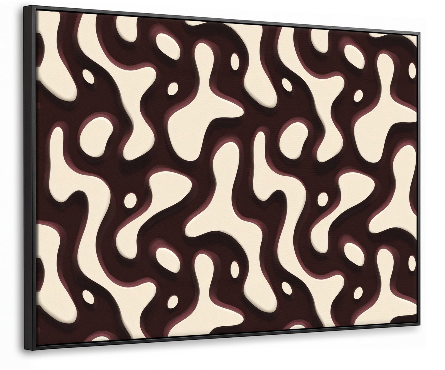 Canvas Schilderij met Baklijst 70x50cm - Organisch - Krachtig - Bruin - Muurdecoratie woonkamer - Slaapkamer decoratie - Kamer accessoires - Schilderijen op canvas met lijst
