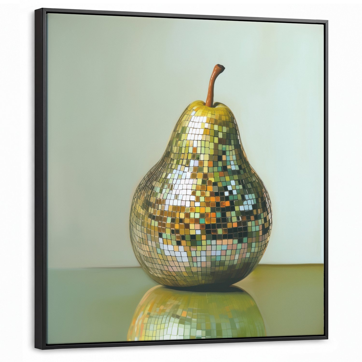Canvas Schilderij met Baklijst 90x90cm - Fruit - Disco - Art - Glitter - Muurdecoratie woonkamer - Slaapkamer decoratie - Kamer accessoires - Schilderijen op canvas met lijst