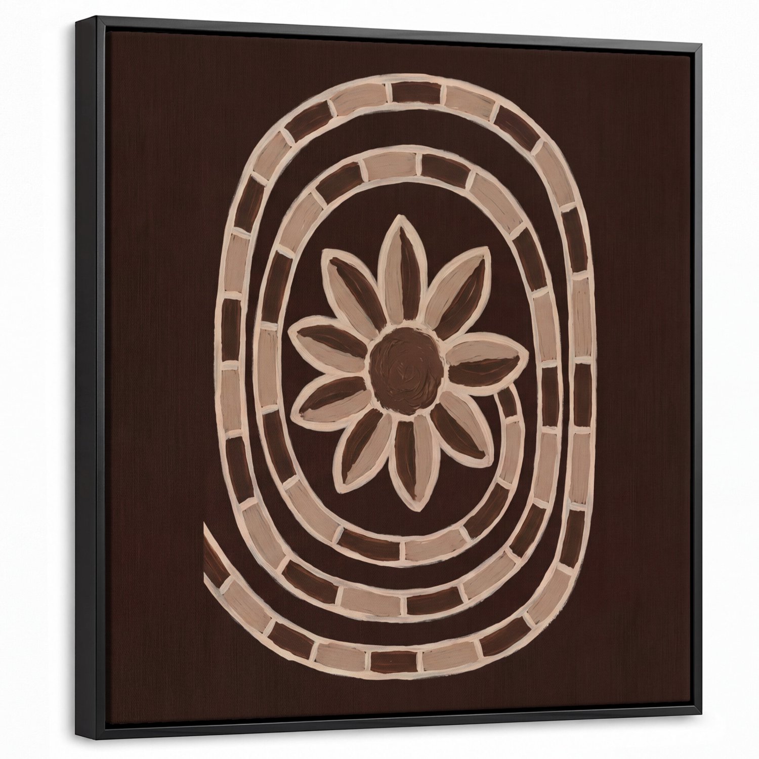 Canvas Schilderij met Baklijst 50x50cm - Patroon - Abstract - Bruin - Muurdecoratie woonkamer - Slaapkamer decoratie - Kamer accessoires - Schilderijen op canvas met lijst