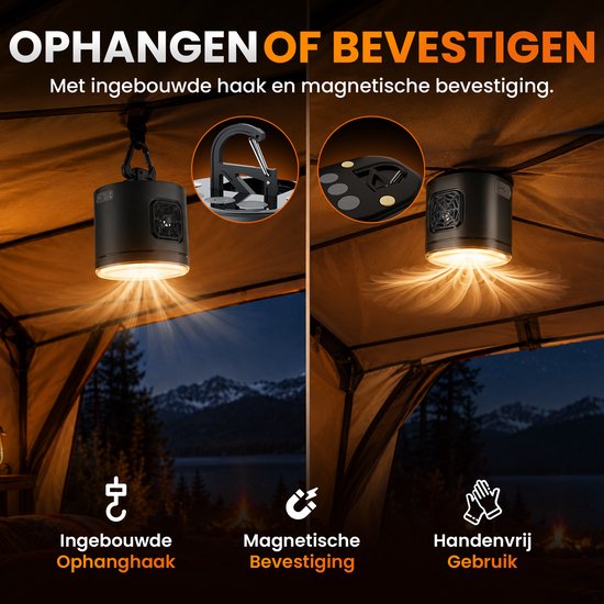 Zenvik Campinglamp met Ventilator – Oplaadbaar – LED Tentlamp Noodlamp — afbeelding 2