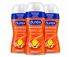 Durex Massage Olie en Glijmiddel 2-in-1 - Sensual met Ylang Ylang - 200ml x3 - 3 stuks