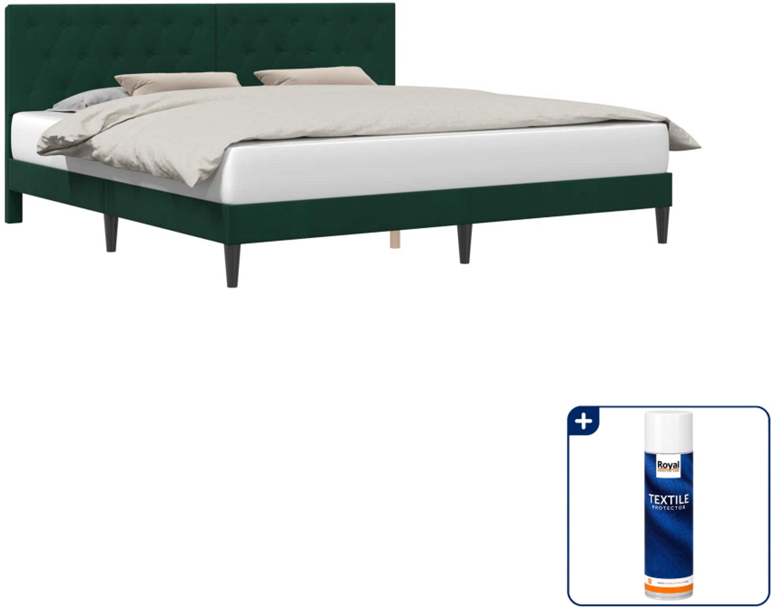 vidaXL bedframe - 200 x 200 cm - fluweel - donkergroen - Inclusief textielbeschermer 500 ml