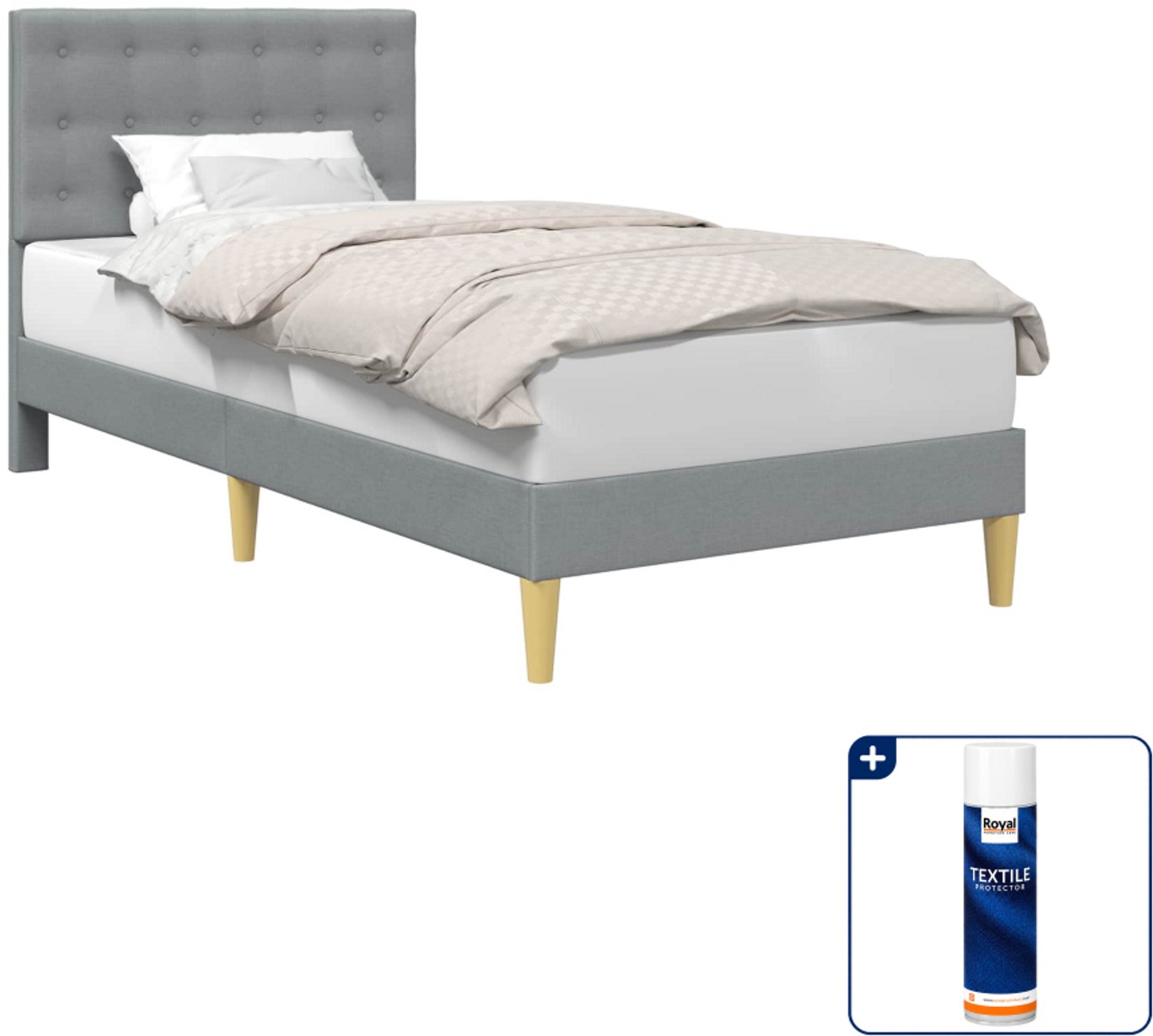 vidaXL bedframe 90 x 200 cm - stof - lichtgrijs - Inclusief textielbeschermer 500 ml