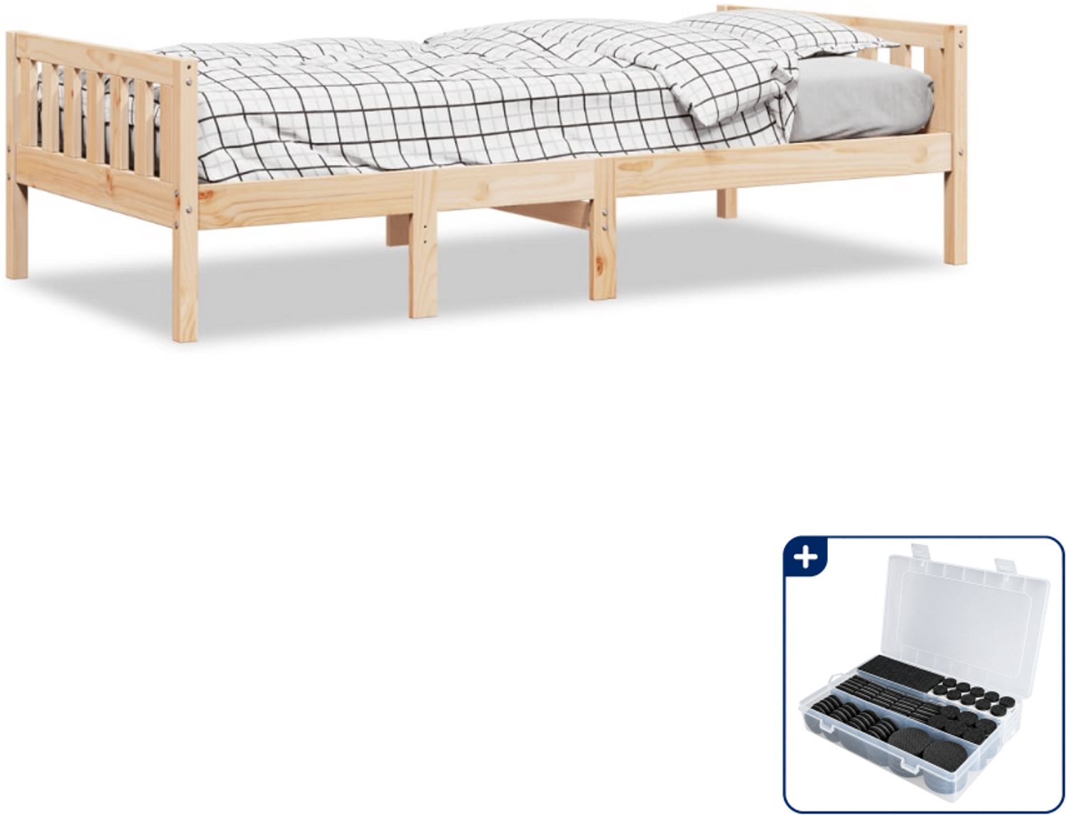 vidaXL kinderbed - 80 x 200 cm - massief grenenhout - Inclusief antikrasvilt 177-delig Bruin