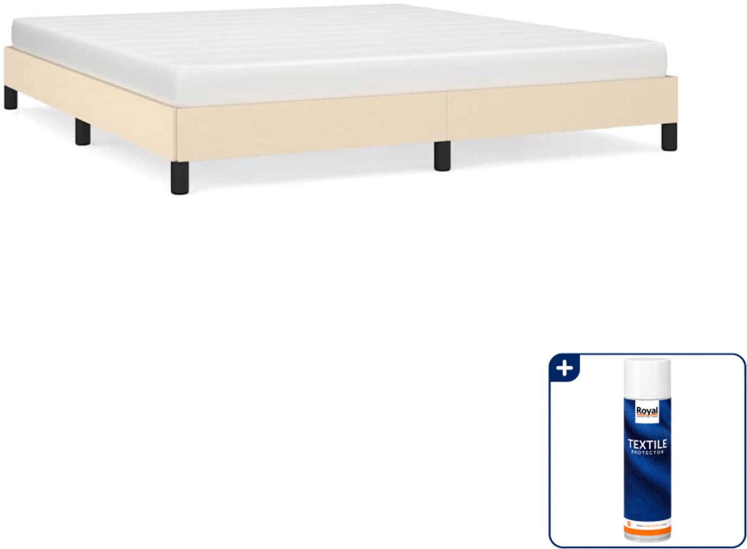 vidaXL Bedframe - Kingsize - 180 x 200 cm - crème - Inclusief textielbeschermer 500 ml