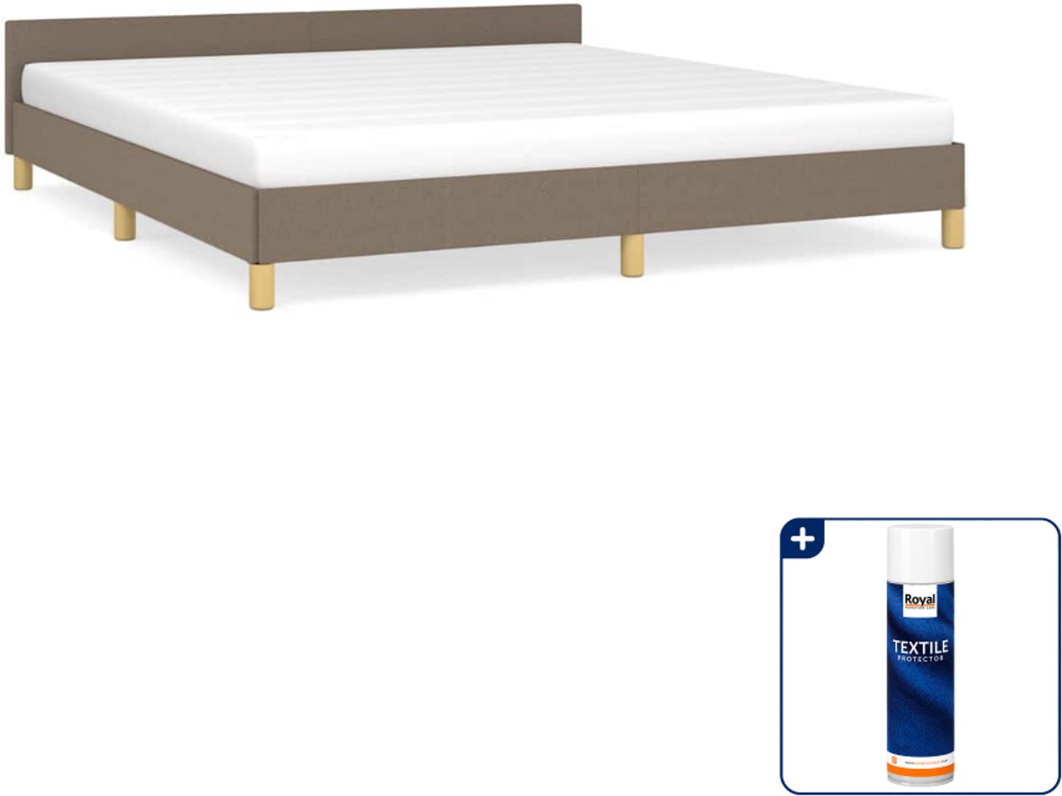 vidaXL Bedframe - Kingsize - 180 x 200 cm - taupe - Inclusief textielbeschermer 500 ml