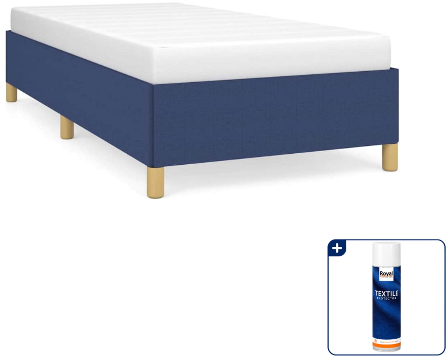 vidaXL bedframe - 90 x 190 cm - stof - blauw - Inclusief textielbeschermer 500 ml