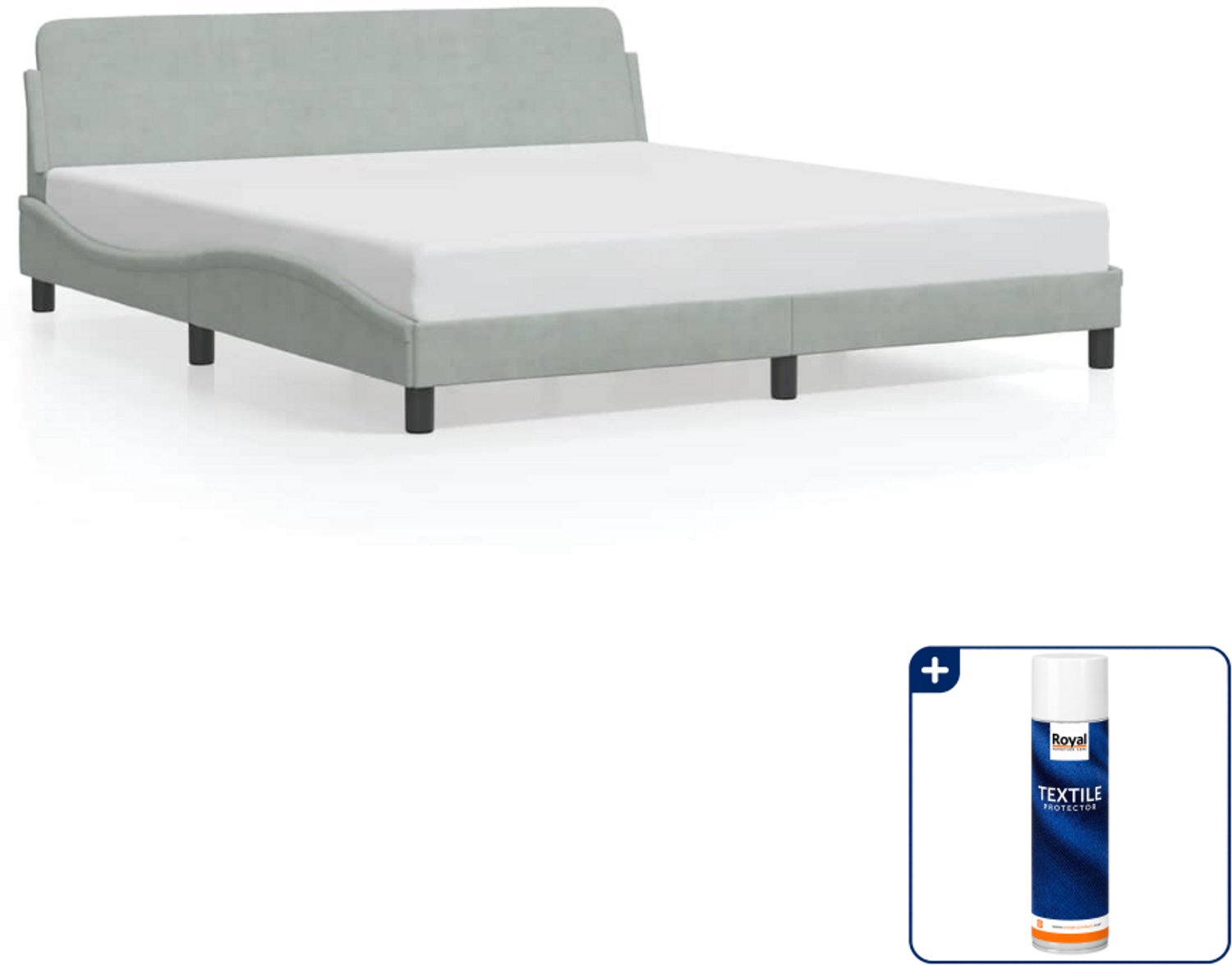 vidaXL Dover bedframe - Kingsize - 180 x 200 cm - lichtgrijs - Inclusief textielbeschermer 500 ml