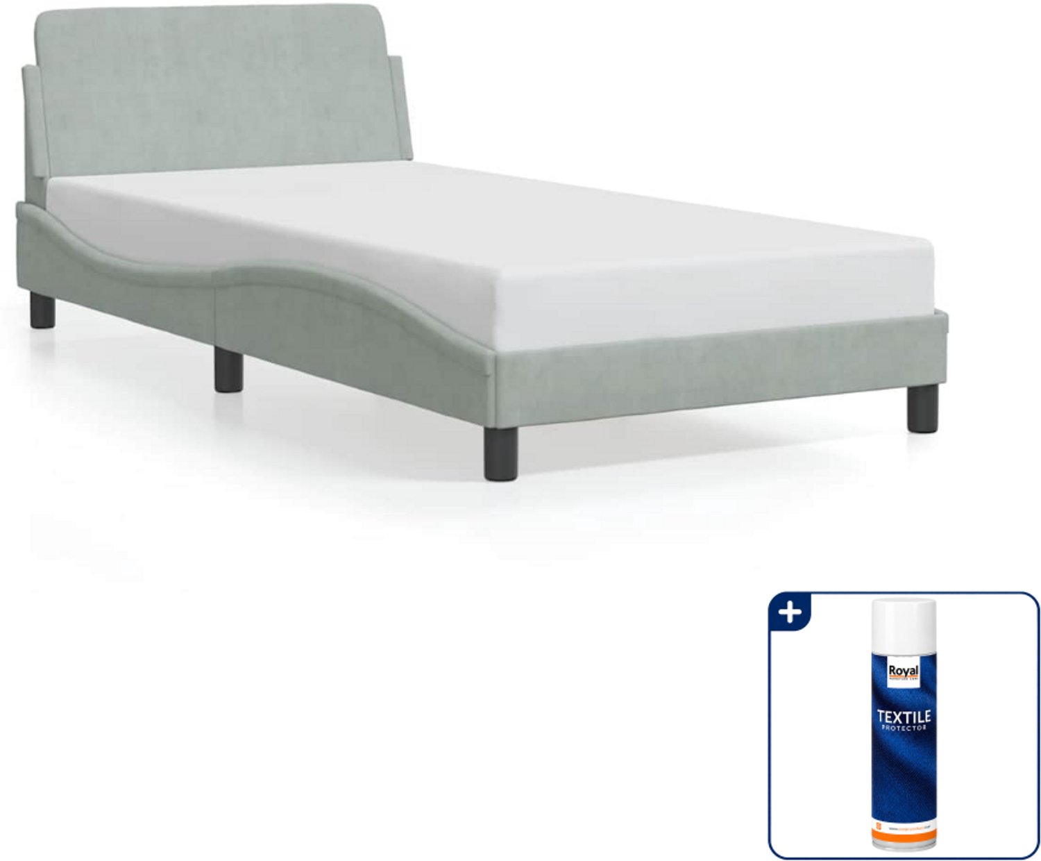 vidaXL bedframe Dover - 100 x 203 cm - fluweel - lichtgrijs - Inclusief textielbeschermer 500 ml