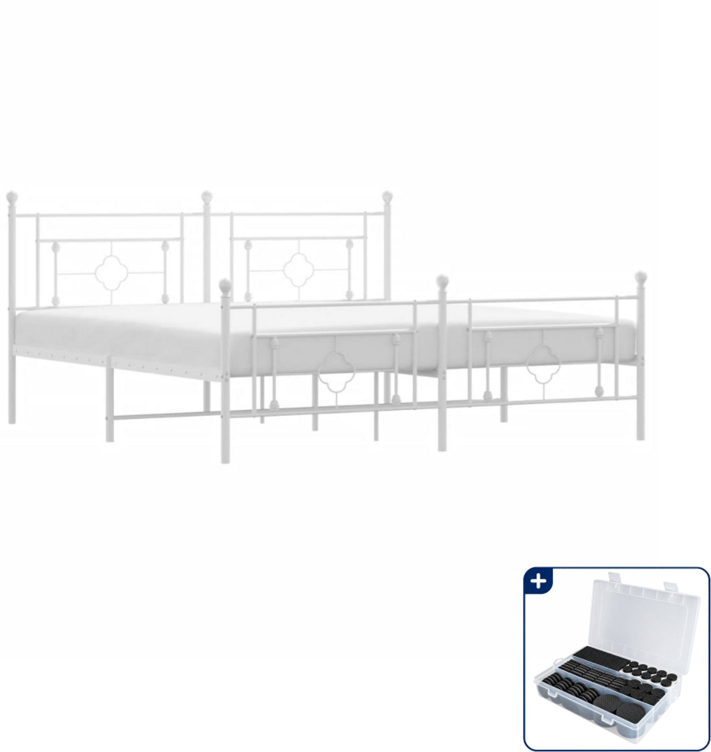 vidaXL Bedframe - 183 x 213 cm - metaal - wit - Inclusief antikrasvilt 177-delig