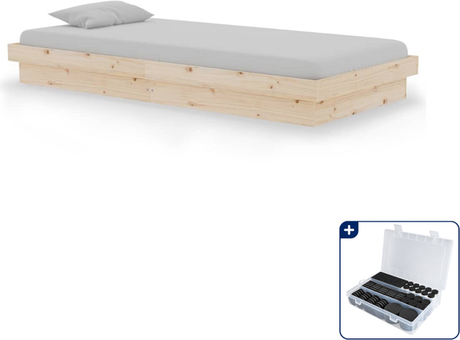 vidaXL bedframe - 90 x 190 cm - massief grenenhout - Inclusief antikrasvilt 177-delig Bruin