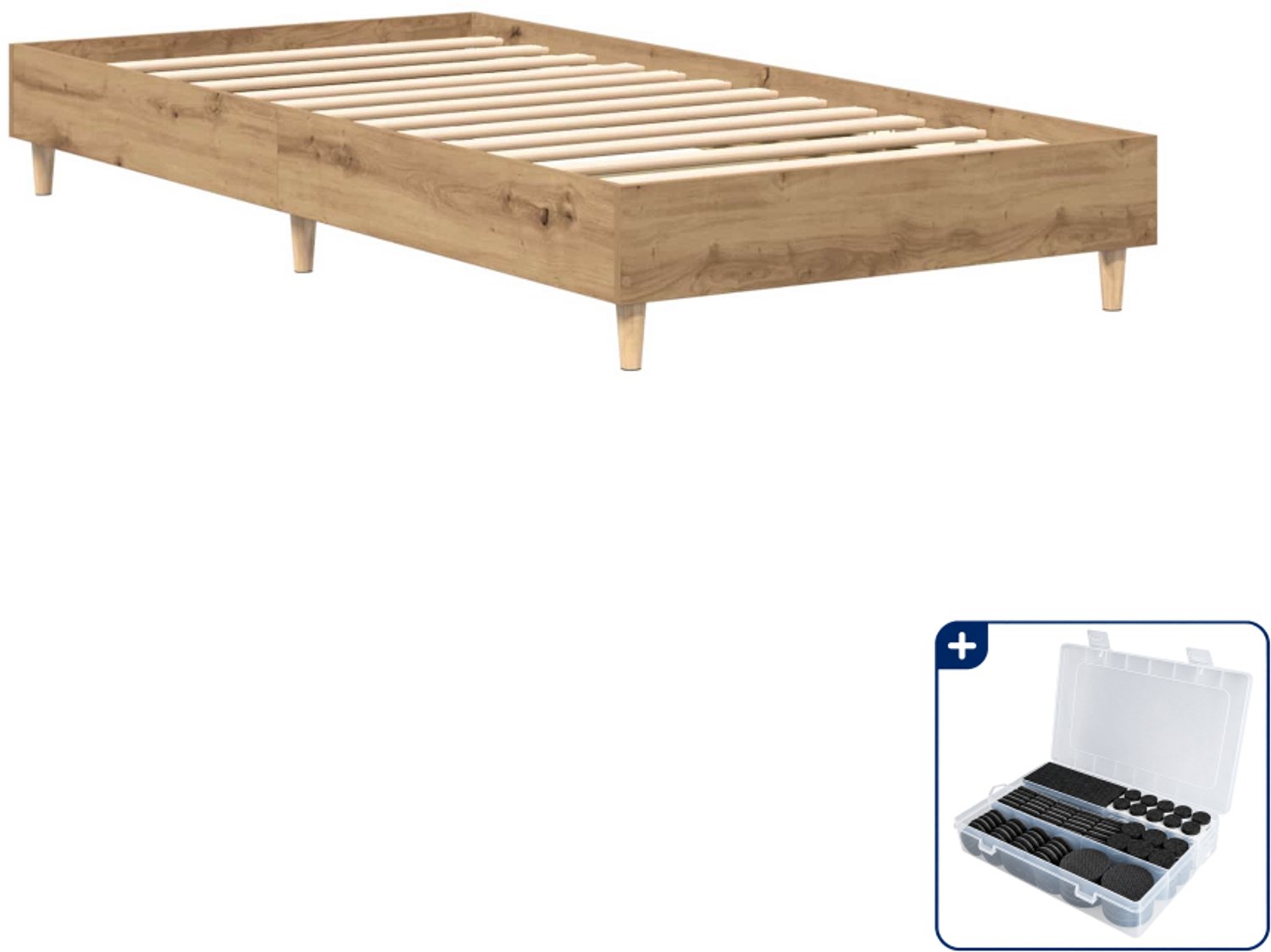 vidaXL bedframe - 80 x 200 cm - bewerkt hout - artisanaal eiken - Inclusief antikrasvilt 177-delig Bruin
