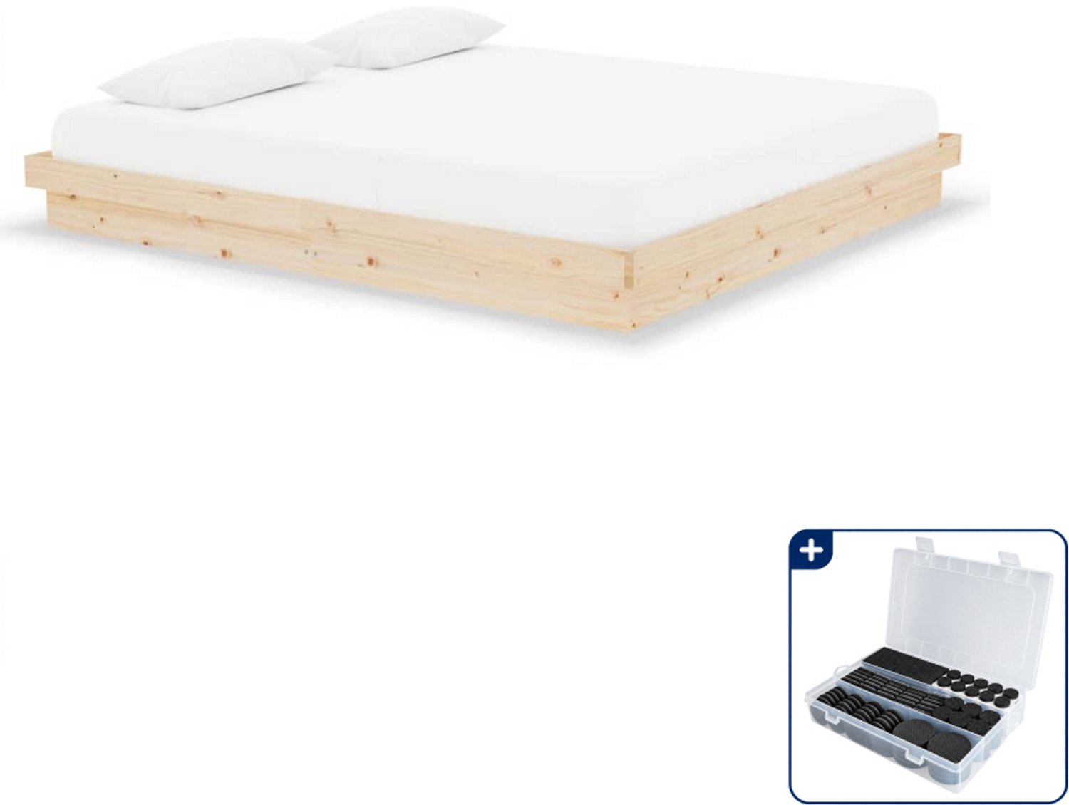 vidaXL bedframe - Kingsize - 180 x 200 cm - massief grenenhout - Inclusief antikrasvilt 177-delig Bruin