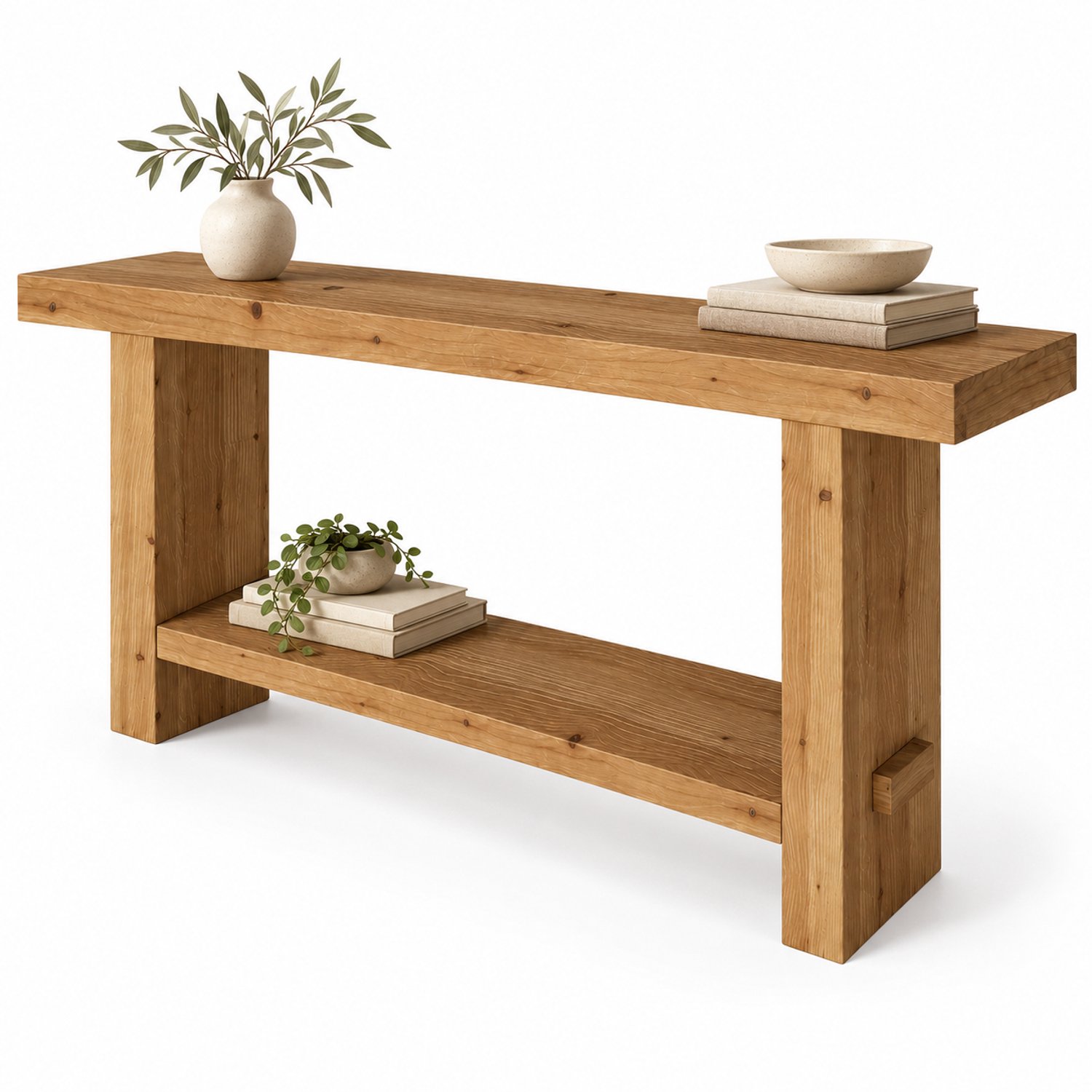 DMG Supply Consoletafel - 2 Niveaus - 160 x 29,5 x 80 cm - Bruin - Massief Hout