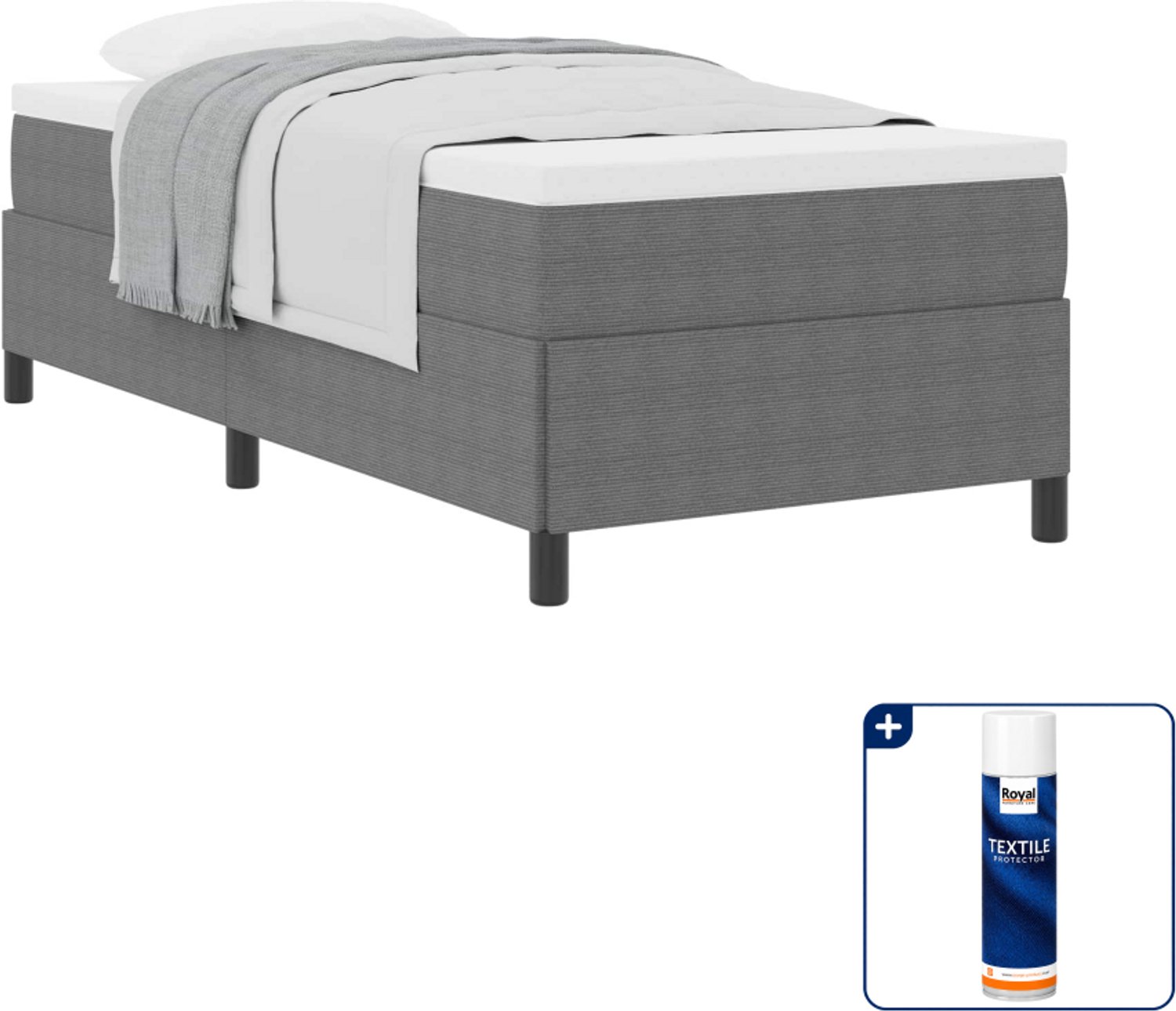 vidaXL boxspringbed - 90 x 200 cm - lichtgrijs - Inclusief textielbeschermer 500 ml