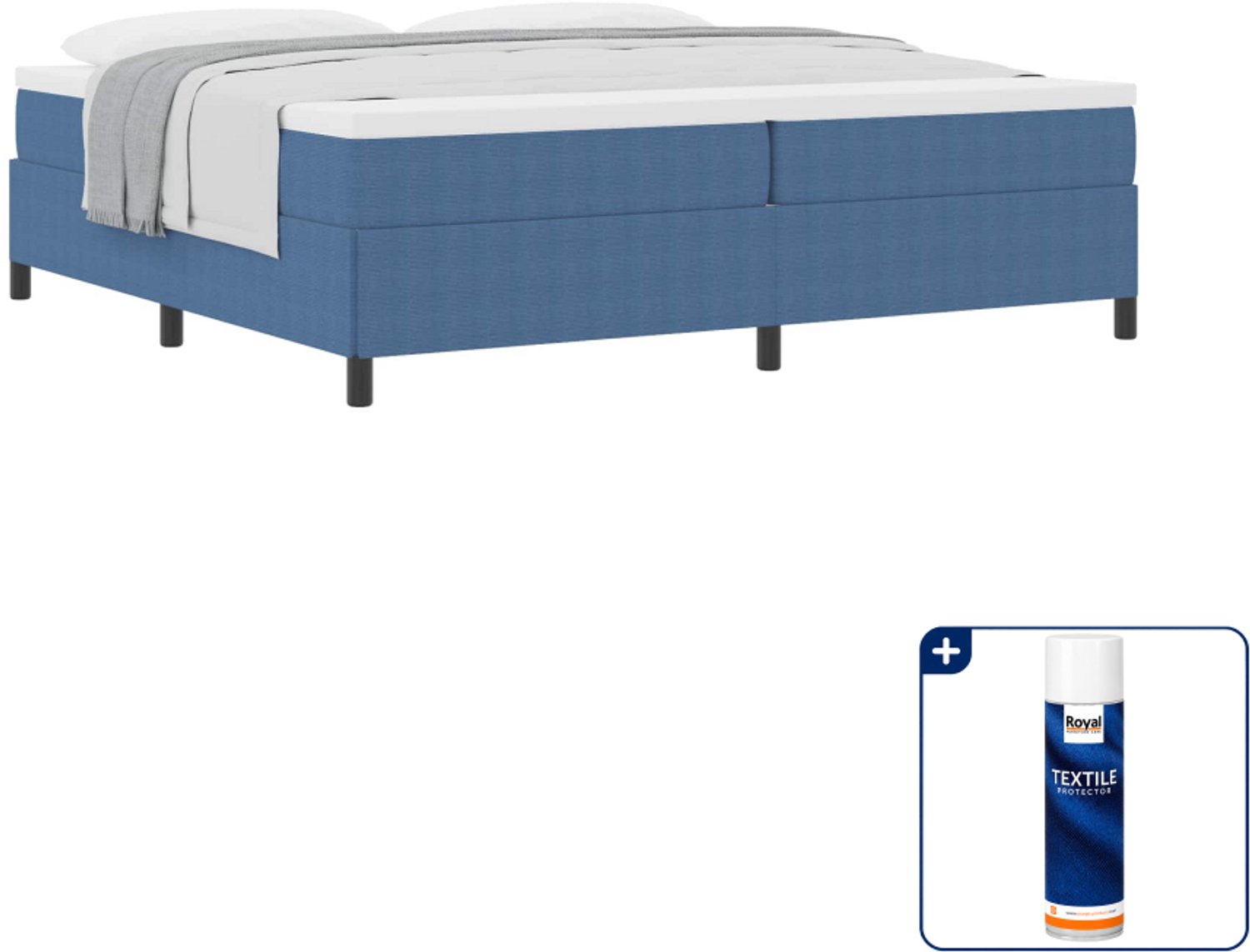 vidaXL boxspringbed - 200 x 200 cm - blauw - Inclusief textielbeschermer 500 ml