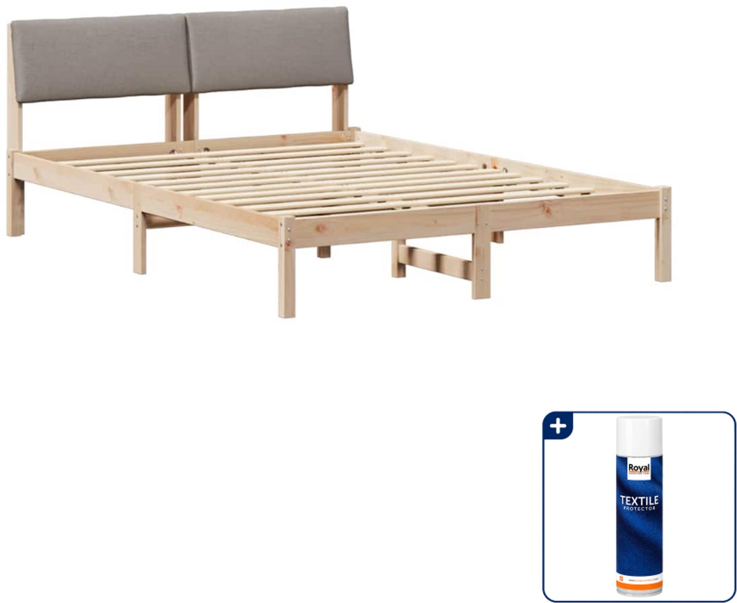 vidaXL Bedframe Queensize - 160 x 200 cm - massief grenenhout - bruin - Inclusief textielbeschermer 500 ml