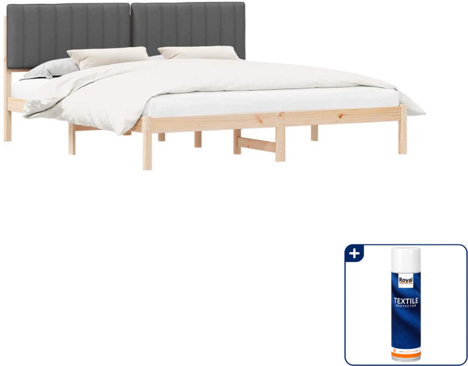 vidaXL bedframe Kingsize - 180 x 200 cm - donkergrijs - Inclusief textielbeschermer 500 ml