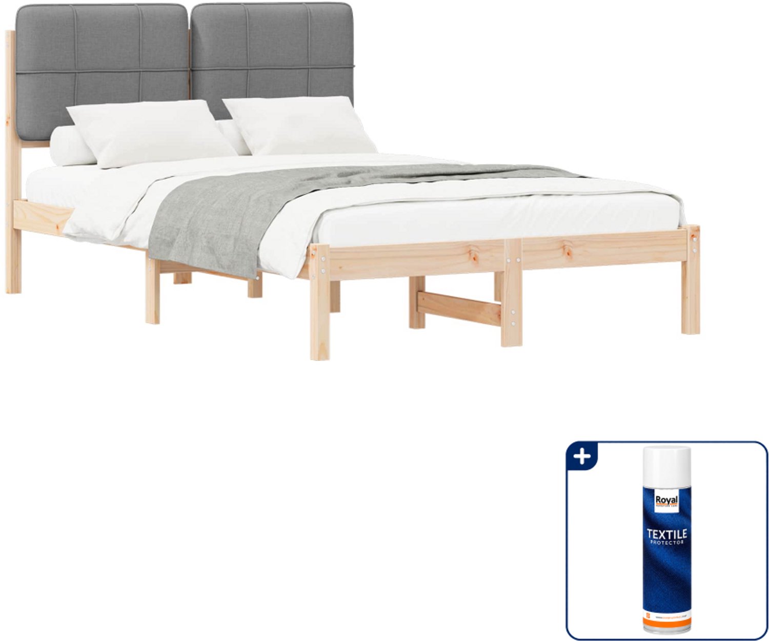 vidaXL bedframe - 120 x 190 cm - lichtgrijs - Inclusief textielbeschermer 500 ml