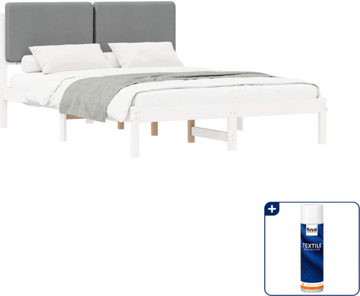 vidaXL Bedframe Queensize - 160 x 200 cm - lichtgrijs - Inclusief textielbeschermer 500 ml