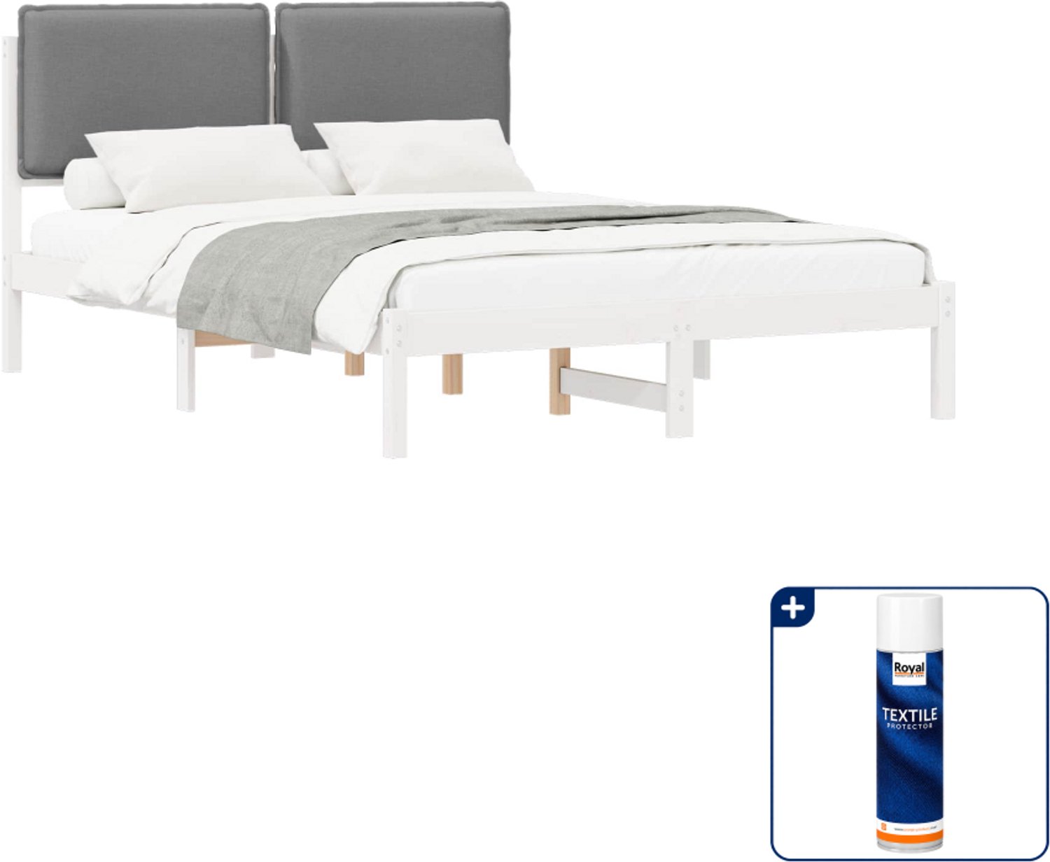 vidaXL bedframe - Small double - 140 x 200 cm - lichtgrijs - Inclusief textielbeschermer 500 ml