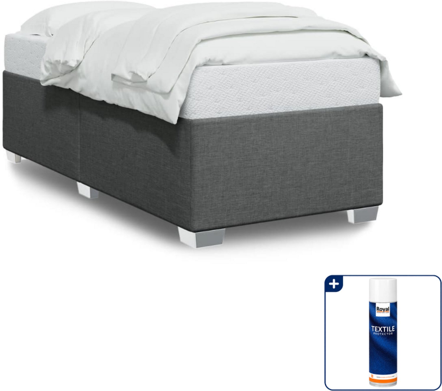 vidaXL Bedframe - 90 x 200 cm - stof - donkergrijs - Inclusief textielbeschermer 500 ml Groen