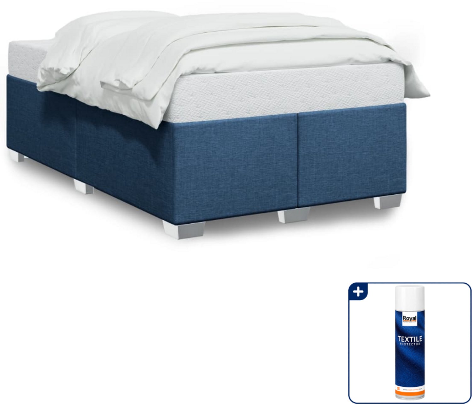 vidaXL bedframe - 120 x 200 cm - stof - blauw - Inclusief textielbeschermer 500 ml Grijs